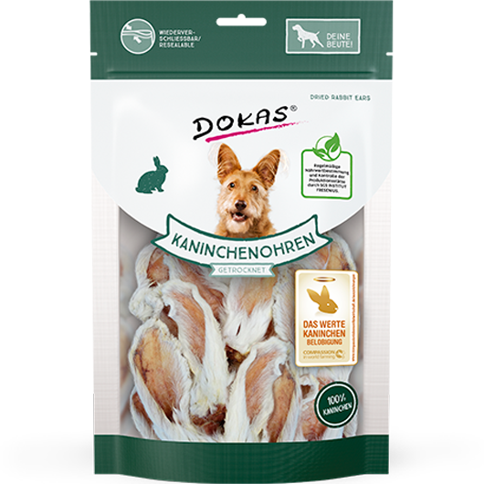 DOKAS Kaninchenohren 100 g | Hundesnack