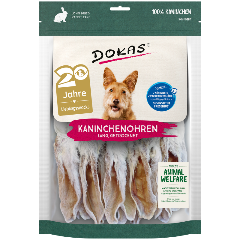 DOKAS Kaninchenohren 180 g | Hundesnack