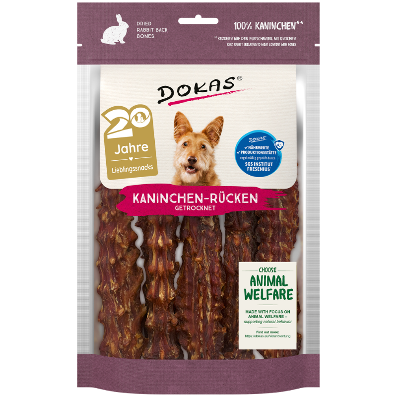 DOKAS Kaninchenrücken 120 g | Hundesnack
