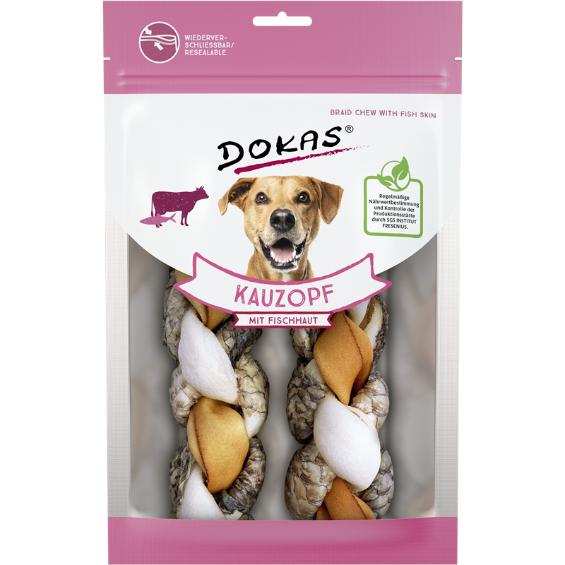 DOKAS Kauzopf mit Fischhaut 120 g | Hundesnack