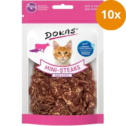 DOKAS Mini-Steaks Rind & Fisch 25 g | Katzensnack