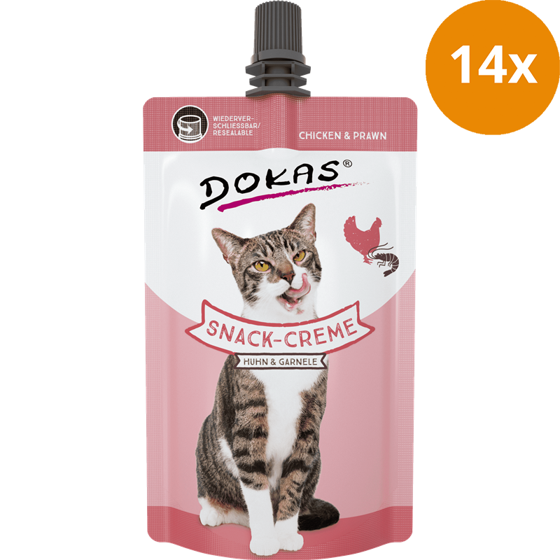 DOKAS Snack-Creme für Katzen Huhn & Garnele 90 g | Katzensnack