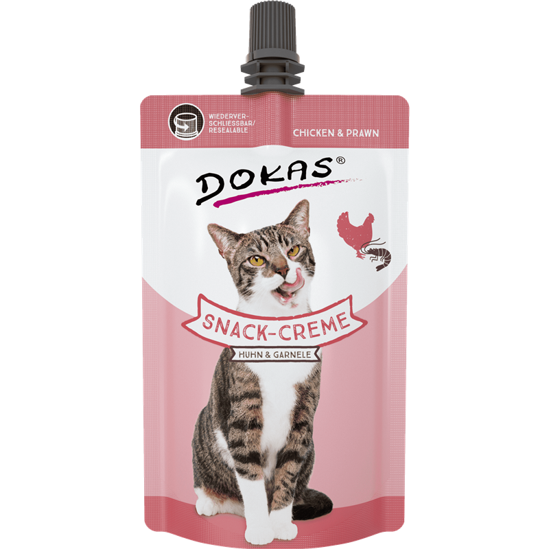 DOKAS Snack-Creme für Katzen Huhn & Garnele 90 g | Katzensnack