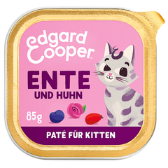 Edgard & Cooper Paté Kitten Freilaufente und Freilaufhuhn mit Blaubeeren, Rosenblüten und Hagebutten