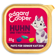 Edgard & Cooper Paté Senior Freilaufhuhn und Freilauftruthahn mit Blaubeeren, Nesselblättern und Sal