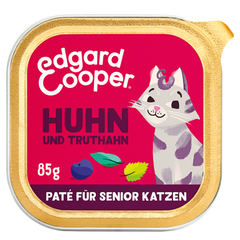 Edgard & Cooper Paté Senior Freilaufhuhn und Freilauftruthahn mit Blaubeeren, Nesselblättern und Sal