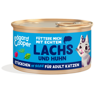 Edgard & Cooper Stückchen in Soße Adult Pazifischer Lachs und Freilaufhuhn mit Cranberrys und Basilikum 85g