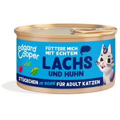 Edgard & Cooper Stückchen in Soße Adult Pazifischer Lachs und Freilaufhuhn mit Cranberrys und Basilikum 85g