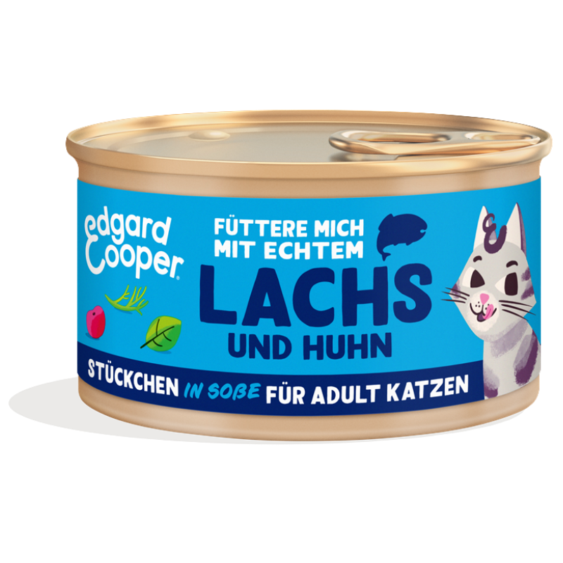 Edgard & Cooper Stückchen in Soße Adult Pazifischer Lachs und Freilaufhuhn mit Cranberrys und Basilikum 85g