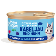 Edgard & Cooper Stückchen in Soße Adult MSC-Kabeljau und Freilaufhuhn mit Blaubeeren, Cranberrys 85g