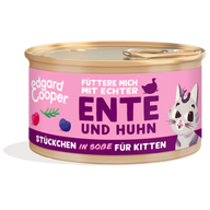 Edgard & Cooper Stückchen in Soße Kitten Freilaufente und Freilaufhuhn mit Blaubeeren, Cranberrys 85g
