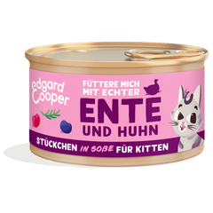 Edgard & Cooper Stückchen in Soße Kitten Freilaufente und Freilaufhuhn mit Blaubeeren, Cranberrys 85g