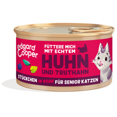 Edgard & Cooper Stückchen in Soße Senior Freilauftruthahn und Freilaufhuhn mit Blaubeeren, Nesselblätter 85g