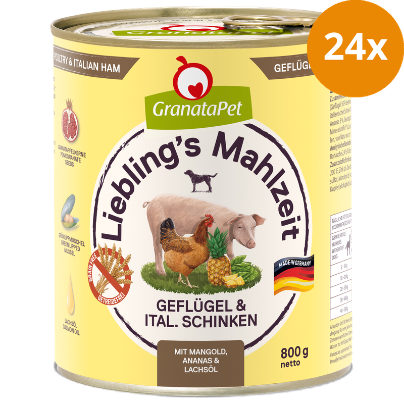 GranataPet Liebling's Mahlzeit Geflügel & italienischer Schinken 800 g