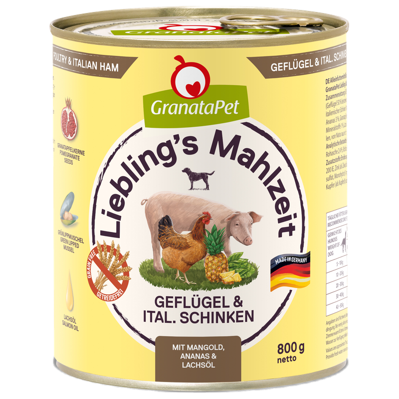 GranataPet Liebling's Mahlzeit Geflügel & italienischer Schinken 800 g