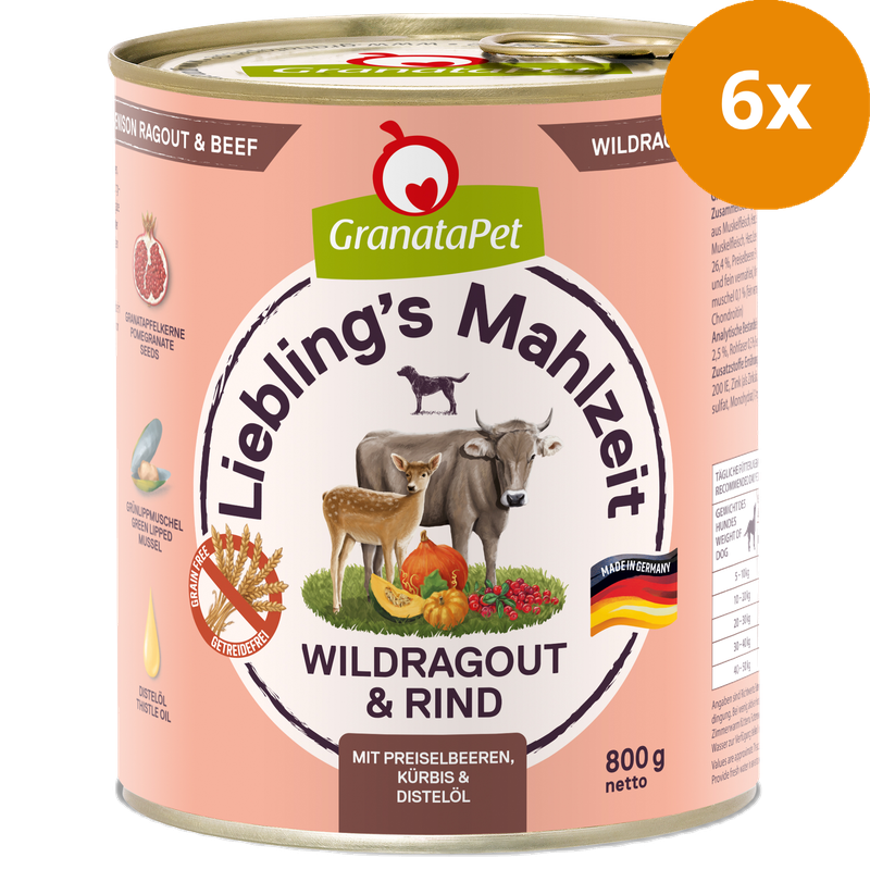 GranataPet Liebling's Mahlzeit Wildragout & Rind 800 g