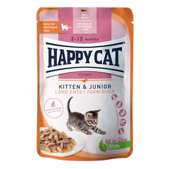 Happy Cat PB Young Meat in Sauce Kitten & Junior Land Ente 85 g