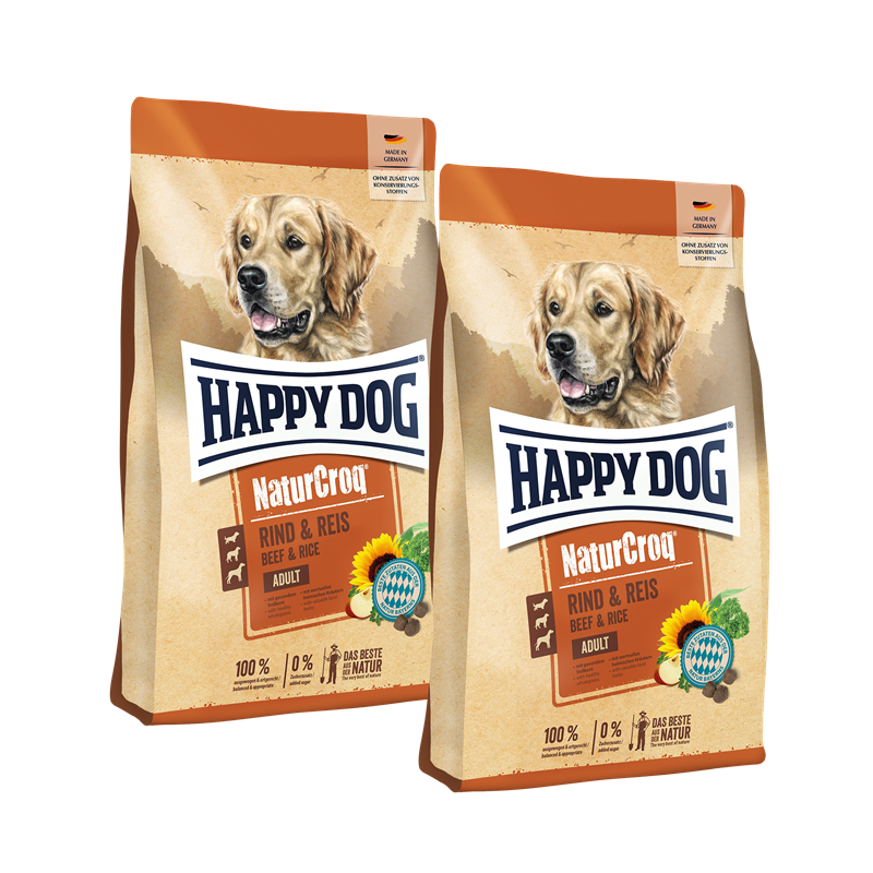 Sparpaket Happy Dog NaturCroq Rind & Reis 2 x 15 kg