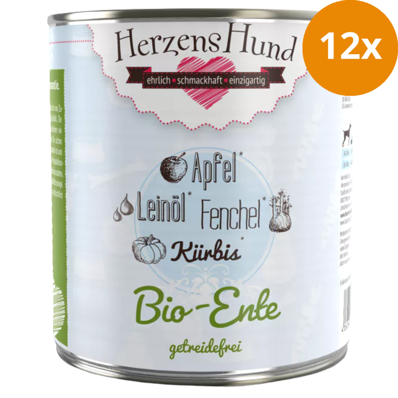 Herzenshund Bio-Ente mit Bio-Gemüse 800 g getreidefrei