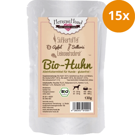 HerzensHund Bio Huhn mit Bio Gemüse 130 g