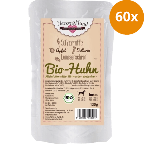 HerzensHund Bio Huhn mit Bio Gemüse 130 g