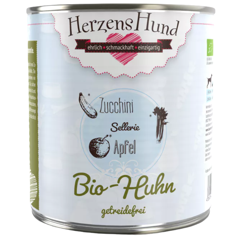 Herzenshund Bio-Huhn mit Bio-Zucchini getreidefrei 800 g