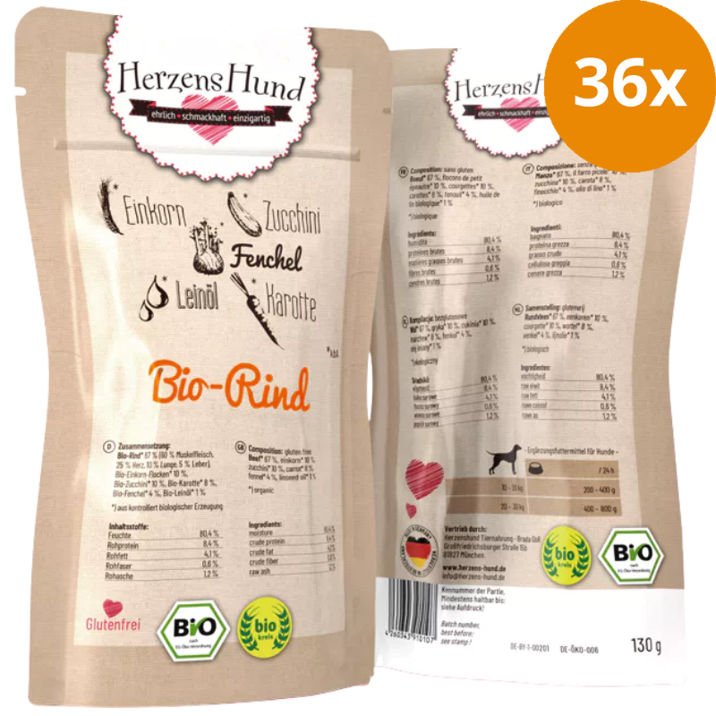 HerzensHund Bio Rind mit Bio Gemüse 130 g