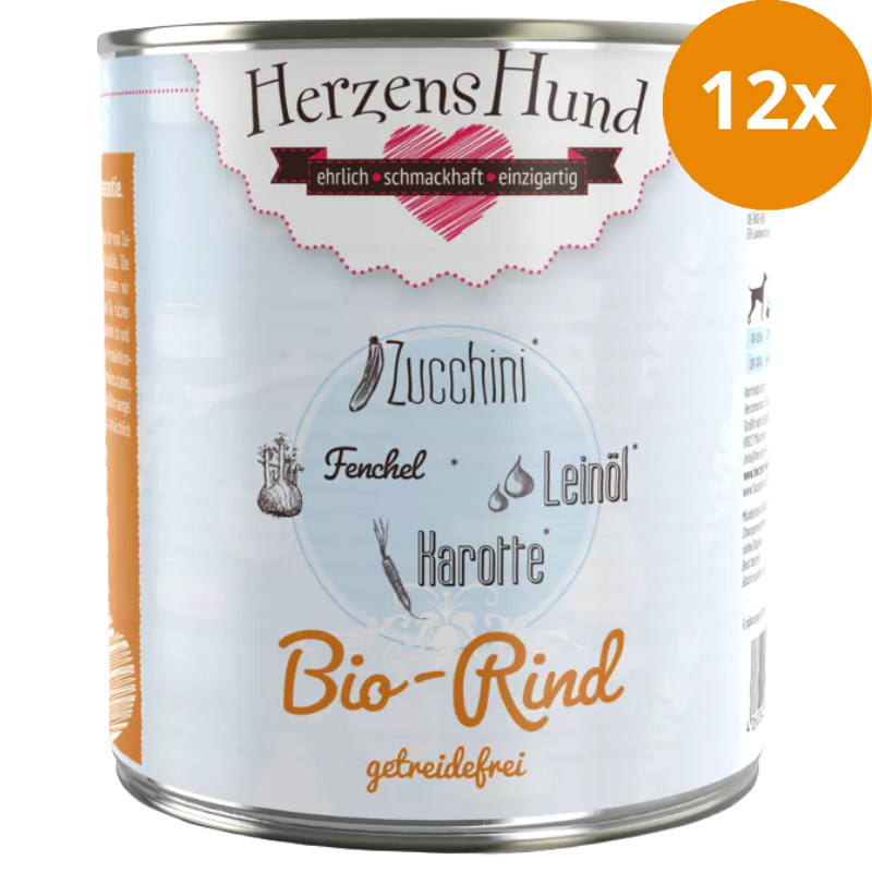 Herzenshund Bio-Rind mit Bio-Zucchini getreidefrei 800 g