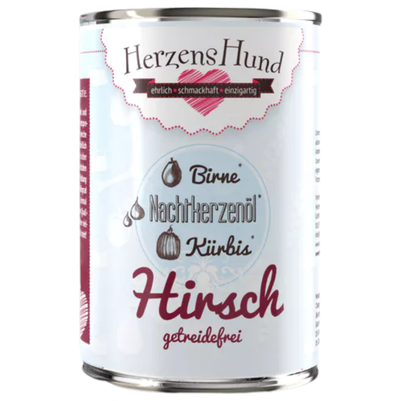 Herzenshund Hirsch mit Bio-Kürbis 400 g