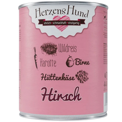 Herzenshund Hirsch mit Wildreis, Karotte, Birne, Hüttenkäse, Leinöl 800 g