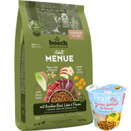 Kombipaket bosch HPC MENUE Adult Rind + GRATIS bosch Fruitees frisches Geflügel & Mango