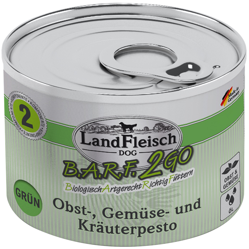 LandFleisch B.A.R.F.2GO Obst, Gemüse und Kräuterpesto Grün 200 g