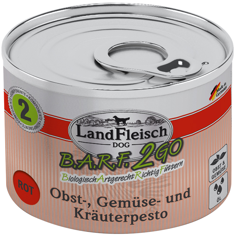 LandFleisch B.A.R.F.2GO Obst, Gemüse und Kräuterpesto Rot 200 g