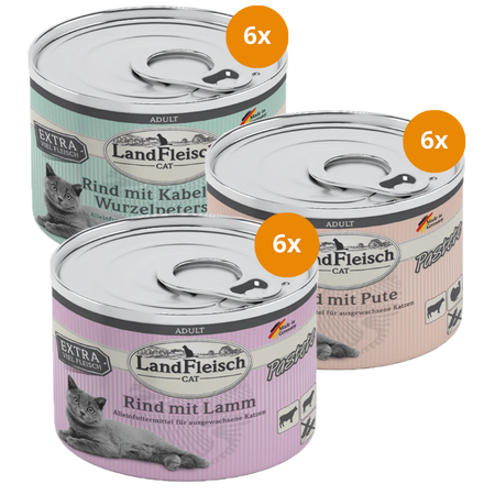 LandFleisch Cat Pastete 195 g - Mix Sparpaket