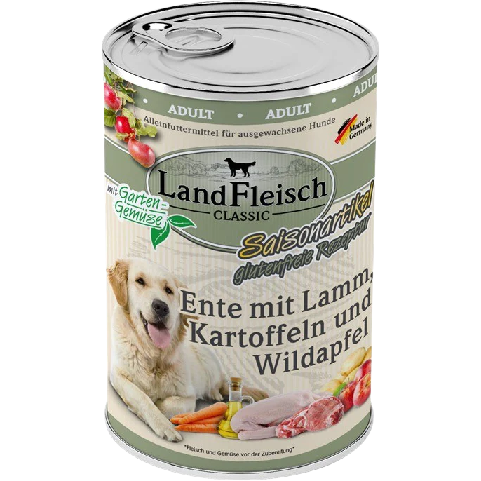 LandFleisch Dog Classic Ente mit Lamm, Kartoffeln & Wildapfel 400 g