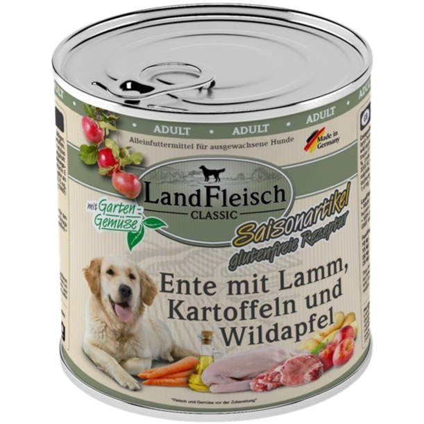 LandFleisch Dog Classic Ente mit Lamm, Kartoffeln & Wildapfel 800 g