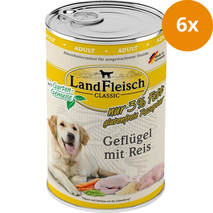 LandFleisch Dog Classic Geflügel mit Reis extra mager 400 g