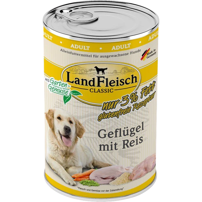 LandFleisch Dog Classic Geflügel mit Reis extra mager 400 g
