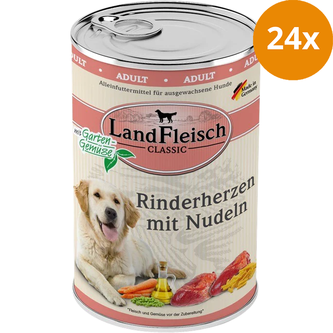 LandFleisch Dog Classic Rinderherz mit Nudeln 400 g