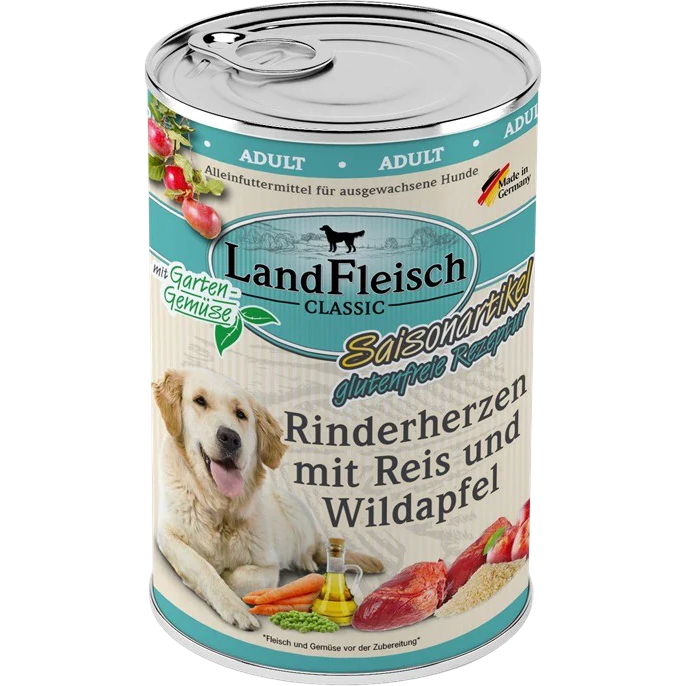LandFleisch Dog Classic Rinderherz mit Wildapfel 400 g