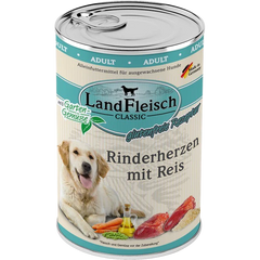 LandFleisch Dog Classic Rinderherzen mit Reis 400 g