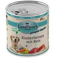 LandFleisch Dog Classic Rinderherzen mit Reis 800 g