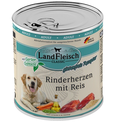 LandFleisch Dog Classic Rinderherzen mit Reis 800 g