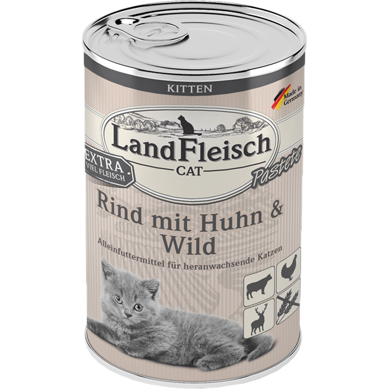 LandFleisch Kitten Pastete Rind, Huhn & Wild 400 g