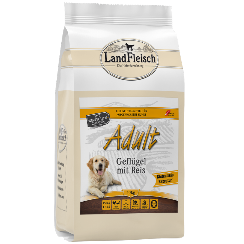 LandFleisch Dog Trocken Adult Geflügel mit Reis