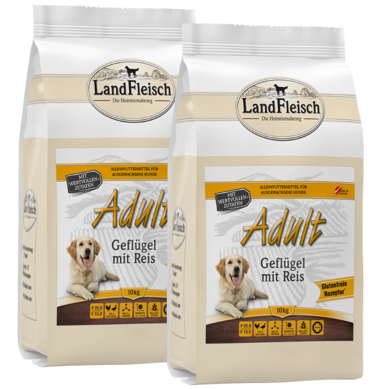 LandFleisch Dog Trocken Adult Geflügel mit Reis