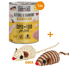MAC's Cat Geflügel & Cranberry 12 x 800 g + GRATIS TRIXIE Spielmaus