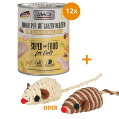 MAC's Cat Huhn mit ganzen Geflügelherzen 12 x 800 g + GRATIS TRIXIE Spielmaus