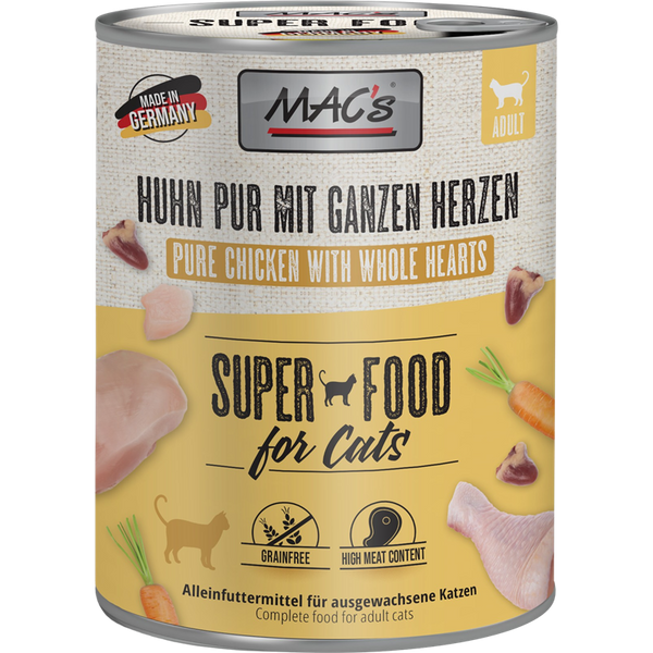 Mac's Lamm & Geflügelherzen Hundefutter – 6er Pack (je 800 G), Glutenfrei, Mit Reis