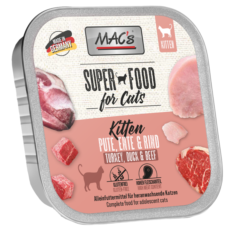 macs trockenfutter katzen MACs Cat Kitten Pute, Ente & Rind 100g günstig kaufen